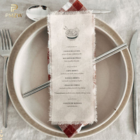 Cartes de menu de mariage rectangulaires PMZW faites à la main 100 % lin, calligraphie moderne, sérigraphiées, écologiques, marque-places personnalisés