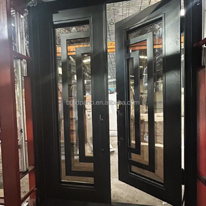 Lüks çift Metal güvenlik ön giriş kapısı anti-hırsızlık siyah ferforje ev konut oteller için emniyet giriş tasarımı - Product Image 2