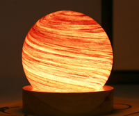 Kanlong Lampe de table romantique étoilée base en bois de verre veilleuse led usb