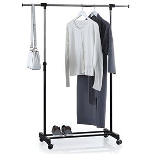 Porte-vêtements à barre unique ICARE chromé et noir - Product Image 1