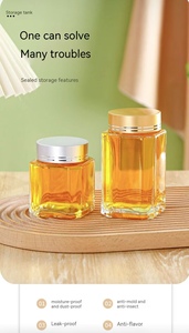 Moderno cuadrado transparente Mason Glass Jar Diseño de almacenamiento de alimentos de moda para uso en la cocina - Product Image 3