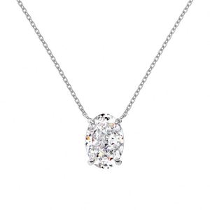 Dylam Charm Classic 925 Sterling Silver Link <b>Chain</b> Solitaire Oval 8A Crushed <b>Iced</b> Cut Zirconia Pendant Necklaces for Women - Product Image 1