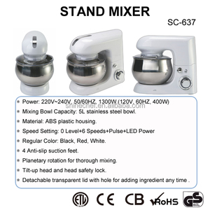 Artisan Tilt-Head Stand <strong>Mixer</strong> 1300W 5QT <strong>Glass</strong> <strong>Bowl</strong> - Vintage Design for Home Baking Cakes Frosting - Product Image 3