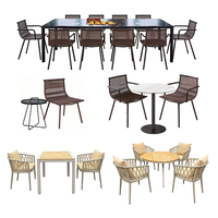 Ensemble de salle à manger d'extérieur en aluminium moulé, table longue avec 4/6/8/10/12 chaises, ensemble de salle à manger de patio en aluminium moulé
