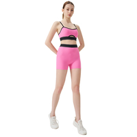 Ensemble de sport 2 pièces côtelé pour femme avec logo personnalisé : Brassière de yoga, débardeur de course et short legging taille haute pour le yoga et le fitness