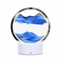 Lampe de table ronde à peinture sable, veilleuse LED colorée avec interrupteur tactile en verre, décoration de chevet, cadeau de Noël, vente en gros OEM