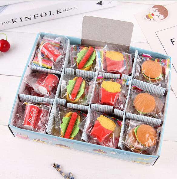 Fast Food Series 3D pencil erasers set for kids