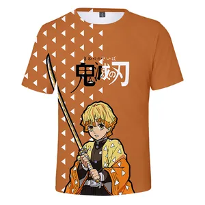 Summer Short Sleeve Anime Print Shirt Tee-shirt Anime Japonais 3D Print 65% Polyester 35% Cotton T-shirt Demon Slayer Shirt