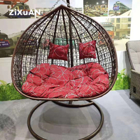 Furnitur taman luar ruangan teras balkon rotan kursi ayunan taman logam buatan tangan rotan kursi tempat tidur gantung