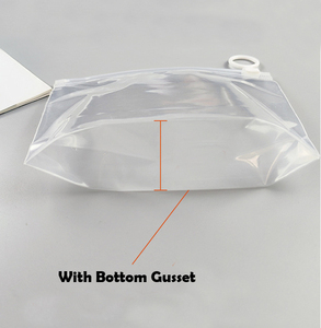 Sachet refermable transparent personnalisé avec logo, pour cosmétiques, avec fermeture éclair et soufflet de fond - Product Image 4