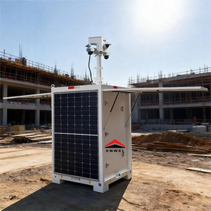 Năng lượng mặt trời Powered Mobile CCTV tháp giám sát với cột điện cho xây dựng trang Web giám sát - Product Image 1