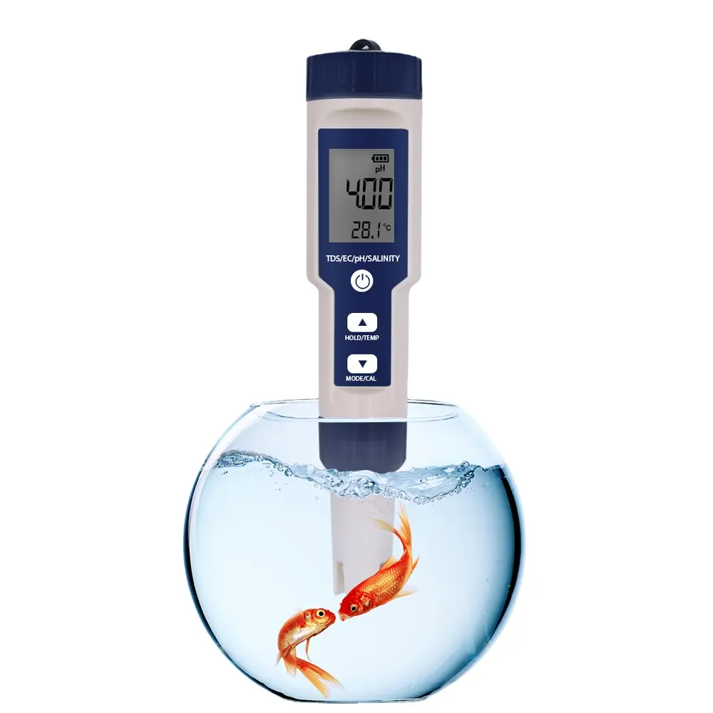 Tragbarer wasserdichter Wasser qualitäts tester 5 in 1 Digital TDS EC PH Salzgehalt Temperatur messer PH Meter Tester für Pools Aquarien