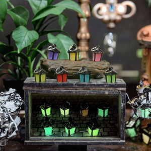 Figuras de macetas de Terrario de China, jardín de hadas, linterna luminosa brillante en miniatura, lámpara de <span class=keywords><strong>Farola</strong></span>, luz nocturna, figurita de bonsái - Product Image 1