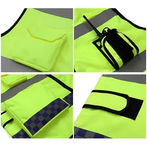 High reflective safety jackets with pockets ans zipper 100% polyester traffic safety vest