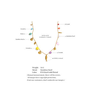 JINYOU 985 nuevo encanto de acero inoxidable forma de pez colgante collar cristal resina pequeña flor cerámica estrella accesorio collar - Product Image 5