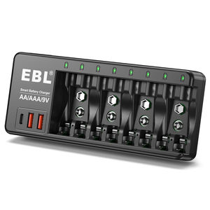 Cargador de Baterías Inteligente USB Portátil EBL de 8 Bahías para Pilas AA y AAA NI-MH de 9V - Product Image 1