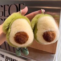 Porte-clés de voiture en forme d'avocat vert Kawaii, pendentif mignon en peluche, jouets en peluche, porte-clés fruits pour ornements de sac