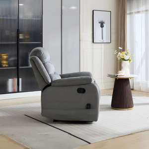 Fauteuil inclinable manuel Steph Plush contemporain en tissu rembourré avec massage lombaire, gris - Product Image 5