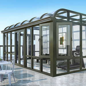 Véranda <span class=keywords><strong>de</strong></span> <span class=keywords><strong>jardin</strong></span> moderne et serre en verre étanches avec structure en alliage d'aluminium et <span class=keywords><strong>toit</strong></span> en verre trempé pour villas préfabriquées - Product Image 2