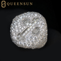 QUEENSUN Usine En Gros Hommes Hip Hop Croix Anneaux Nouveau Design GRA Moissanite D VS 10K 14K 18K Bijoux