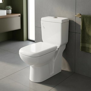 WC moderne en céramique, forme carrée, deux pièces, avec couvercle de siège inclus - Product Image 4