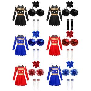 Trajes de baile de porristas para niñas, disfraz de animadora con estampado de letras personalizado, uniforme de porristas de calentamiento - Product Image 6