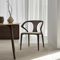 Chaise en bois massif sur mesure avec accoudoirs sculptés, chaise de salle à manger en bois, fauteuil d'appoint rembourré en cuir