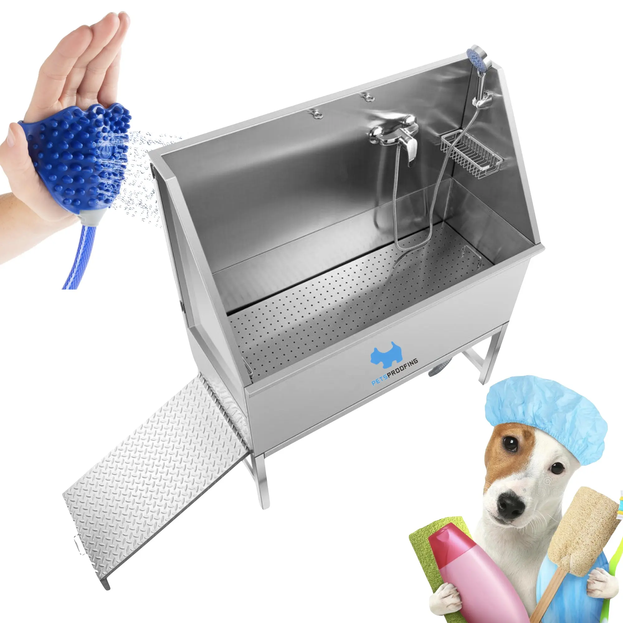 Pet proof ing Großhandel Pet Dog Cat Waschen Dusche Pflege Badewanne Becken Tragbare erhöhte klappbare Hund Badewanne