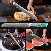 Couteaux à pain en acier Damas à 67 couches, 8 pouces, manche ergonomique en nacre, couteaux à gâteau, à fruits, à pain, en acier Damas