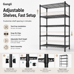 5-Wire Shelving Metal ShelvesAdjustable <strong>Standing</strong> Storage <strong>Shelf</strong> <strong>Units</strong> for Laundry Bathroom Kitchen Pantry Closet - Product Image 2