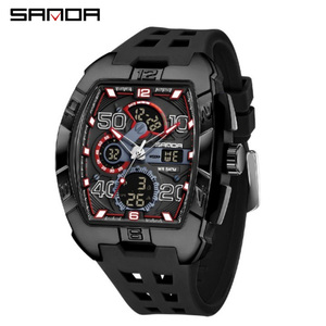 Reloj Digital SANDA 5110 con Forma de Barril, Resistente al Agua, Multifuncional, Deportivo, Casual, para Hombre, con Doble Pantalla, Luminoso y con Alarma - Product Image 1