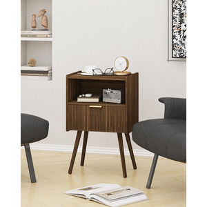 Mesa de Noche Moderna de Madera con Cajón de Almacenamiento y Estante para Sala de Estar, Dormitorio, Espacios Pequeños - Product Image 5