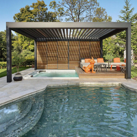 Pergola bioclimatique électrique moderne de haute qualité, imperméable, en aluminium, pour jardin extérieur, pavillon à lames orientables, pression naturelle