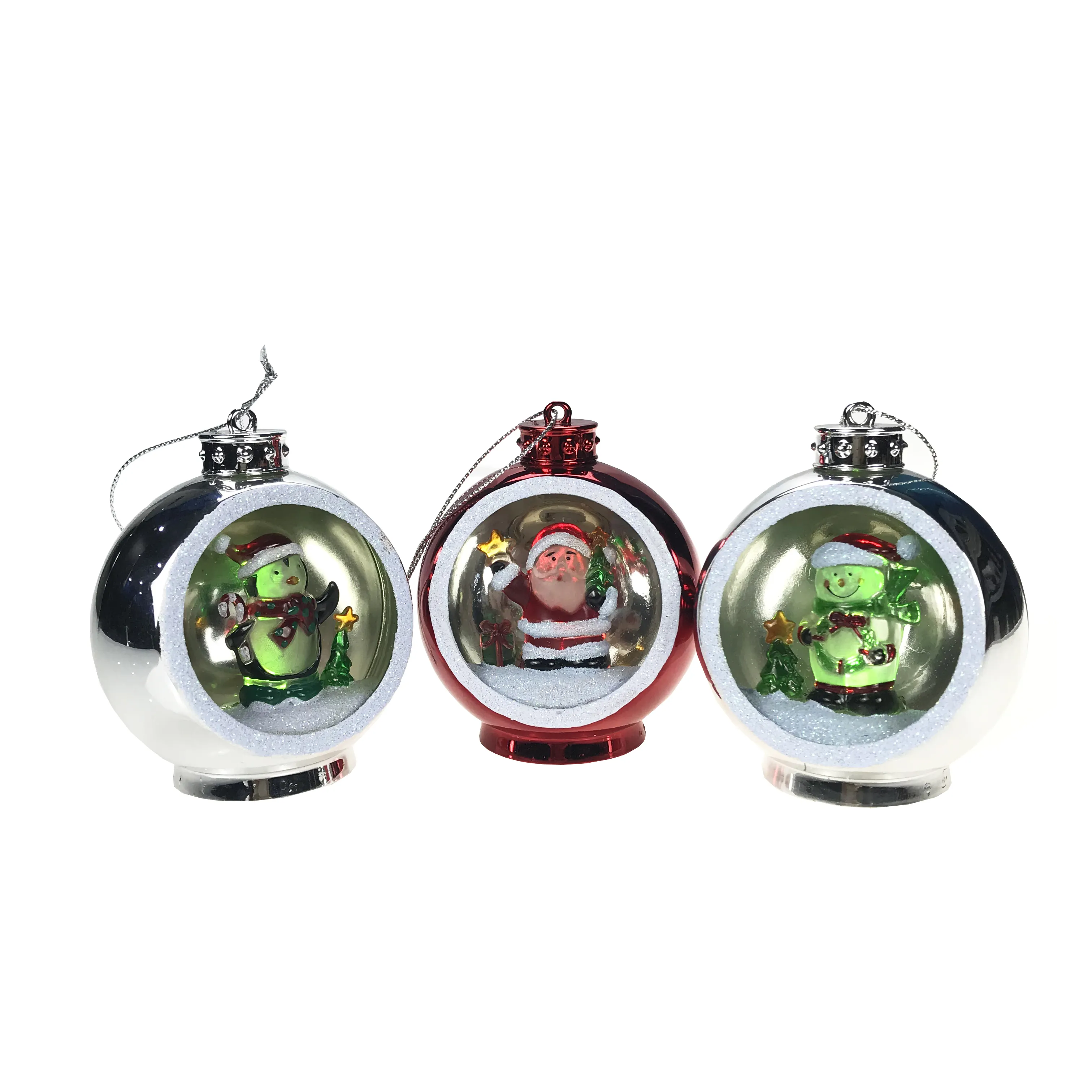 Изготовленный на заказ красный праздничный декоративный кулон на батарейках украшен полукруглым шариком, подвесным орнаментом для рождественской елки