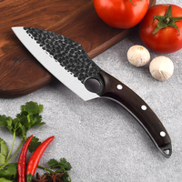 Pisau dapur tempa pegangan kayu, pisau daging untuk memasak koki, pengasah, pegangan kayu 6 inci