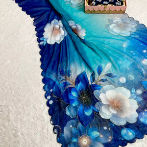 Tendance moderne Georgette travail manuel Saree en lin pour les fêtes Graduations Diwali Festivités - Product Image 1