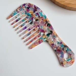 Cepillo para Desenredar el Cabello de Alta Calidad, Estilo Vintage, con Ácido Acético, Patrón de Marmoleado Flexible, Peine de Dientes Anchos de Acetato - Product Image 5