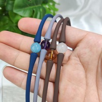 Nouvelle tendance bohème élastique Silicone collier perle mer bleu pierre précieuse cristal Sports de plein air mode collier bijoux en gros