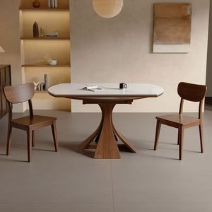 Ensemble de table à manger en bois massif moderne, design artisanal écologique et durable, base stable, 6 places, pour appartement, hôtel, villa, cour - Product Image 2