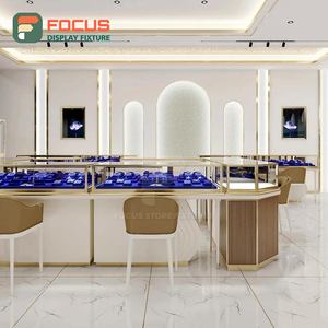 High End Glass Display Cabinet Wooden Jewelry Counter LED Light Luxury Modern Jewelry Vitrine Display - Product Image 5