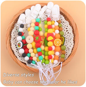 Venta al por mayor libre de BPA lindo bebé fruta dentición silicona Focal cuentas chupete titular cadena Clip silicona mordedor Clip para recién nacido - Product Image 6