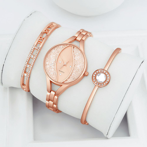Cheap Wholesale Women's Luxury Sport Business Gift <strong>Set</strong> <strong>Rose</strong> <strong>Gold</strong> Bangles Alloy Band Water Resistant Fashion Jewelry Quartz <strong>Watch</strong> - Product Image 1