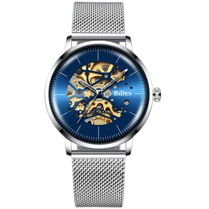 BIDEN-Relojes de pulsera mecánicos para hombre, reloj de pulsera automático con esqueleto hueco, de moda, regalos - Product Image 1