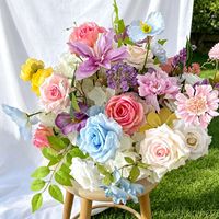 Arreglo Floral de Seda Realista Hecho a Mano Personalizable al por Mayor, Ramo para Pasillo, Decoración de Boda, Día de la Madre