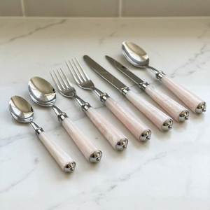 Juego de Cubiertos de Acero Inoxidable Pulido con Mangos de Nácar, Vajilla Decorativa para Mesa, Juego de Cubiertos con Nácar, Apto para Lavavajillas - Product Image 1