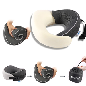 Cuscino da Viaggio Cervicale Saien Personalizzato, Gonfiabile, Ecologico, Antibatterico, in Memory Foam, Anti-Russamento, per Aereo e Auto - Product Image 3