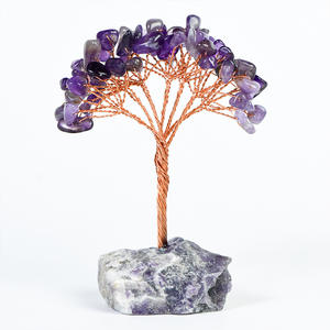 Ornement d'arbre en cristal rose violet naturel fait à la main Base en <span class=keywords><strong>pierre</strong></span> brute Bureau à domicile Décoration Feng Shui Cristaux bruts - Product Image 6