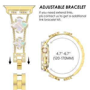 Joyería de mujer Diamante de imitación Oro Correa de metal de acero inoxidable para <span class=keywords><strong>Apple</strong></span> <span class=keywords><strong>Watch</strong></span> Band 38 40 41 <span class=keywords><strong>Mm</strong></span> Iwatch Ultra <span class=keywords><strong>Se</strong></span> 9 8 Pulsera - Product Image 6