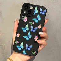 Coque de téléphone portable en TPU pour Iphone X Xr Xs 11 12 13 14 15 16 17 Paillettes Fleur Papillon Impression Élève Oeil Pro Caméra Trou