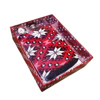 Coffret Cadeau de Noël Personnalisé OEM Écologique avec Housse de Gourde en Tricot et Fenêtre Transparente en Carton pour Emballage Mat Laminé